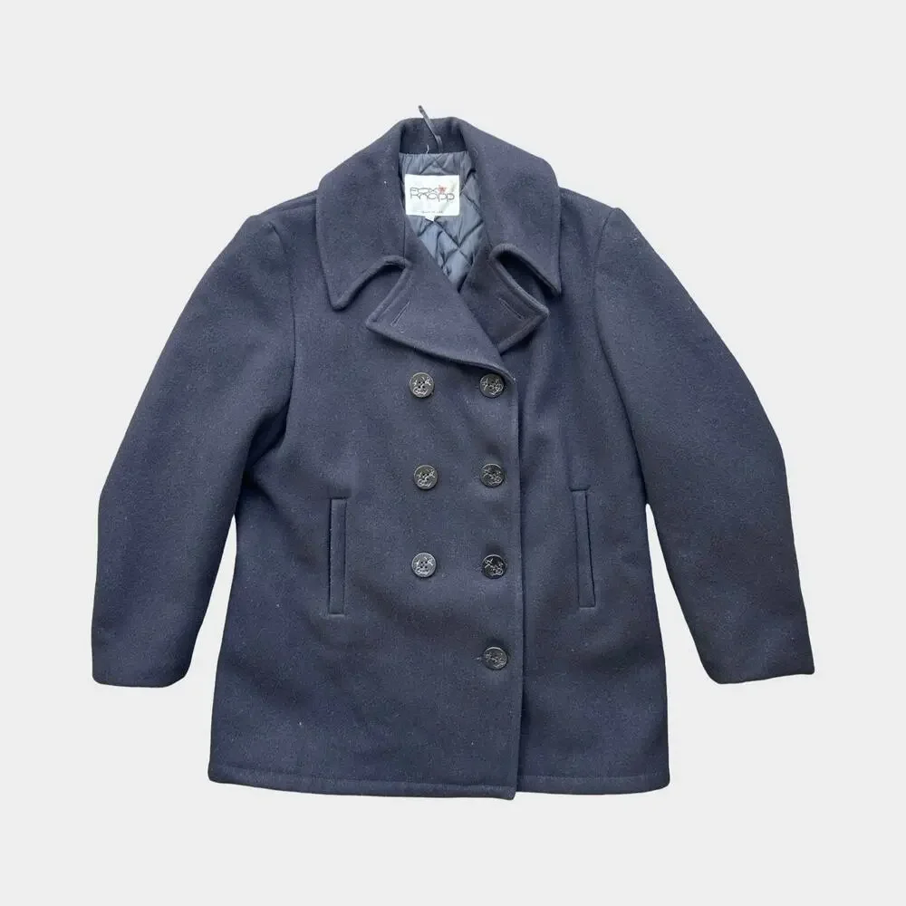 Vintage Fox Knapp Men’s Blavy Wool Peacoat Size 42 USA Made Double Breasted Coat